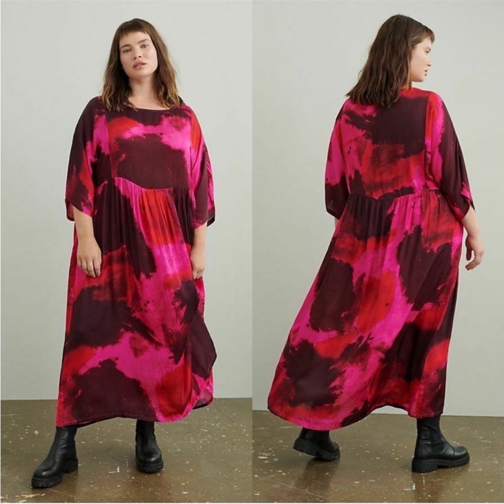 Vibrant Pink and Red Maxi Dress Anthropologie